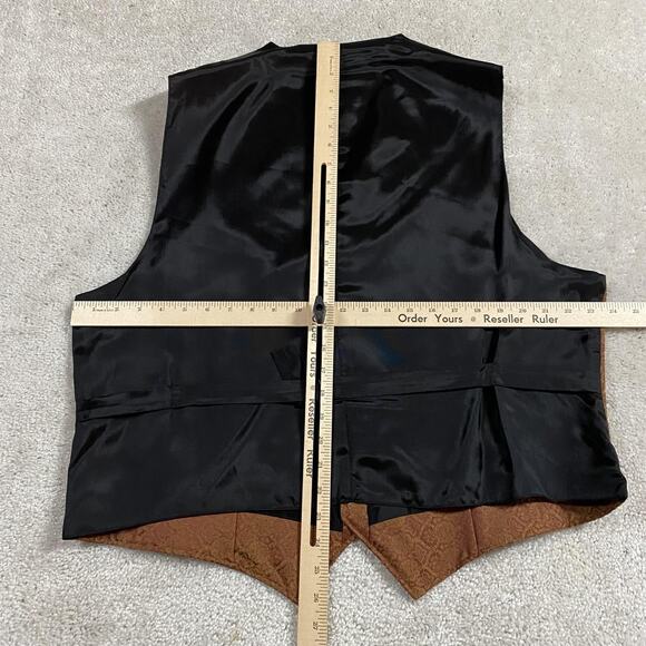 Wah Maker Vest Mens XL Brown Gold Brocade Formal Western Frontier USA Waistcoat - Picture 5 of 8